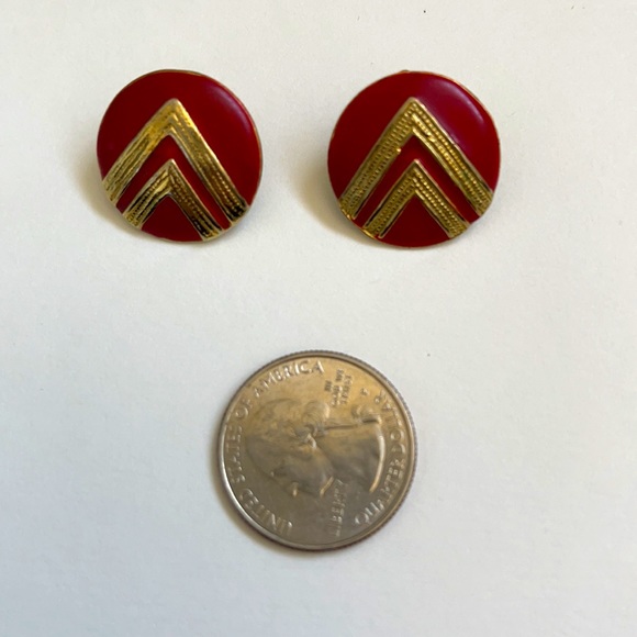 Red Gold Vintage Earrings - Picture 3 of 4